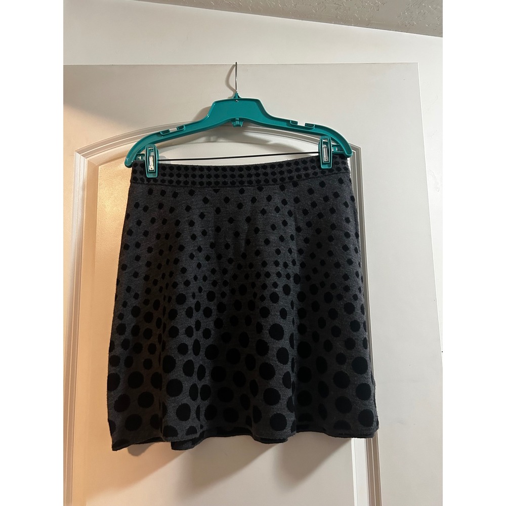 Krimson Klover Womens Gray Black Polka Dot Knit A-Line Skirt Size Medium